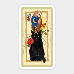 Black cat and Owl Sticker